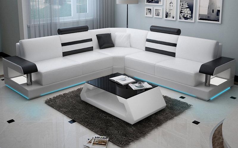 Ledersofa Couch Wohnlandschaft Ecksofa Eck Dekor Design Garnitur Modern