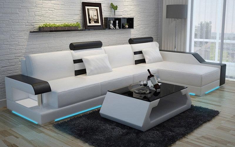 Ledersofa Couch Wohnlandschaft Ecksofa Eck Dekor Design Modern Garnitur