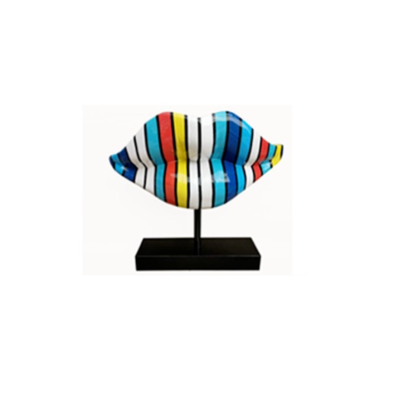 Bunte Lippen Design Figur Statue Skulptur Deko Statuen Dekoration Figuren