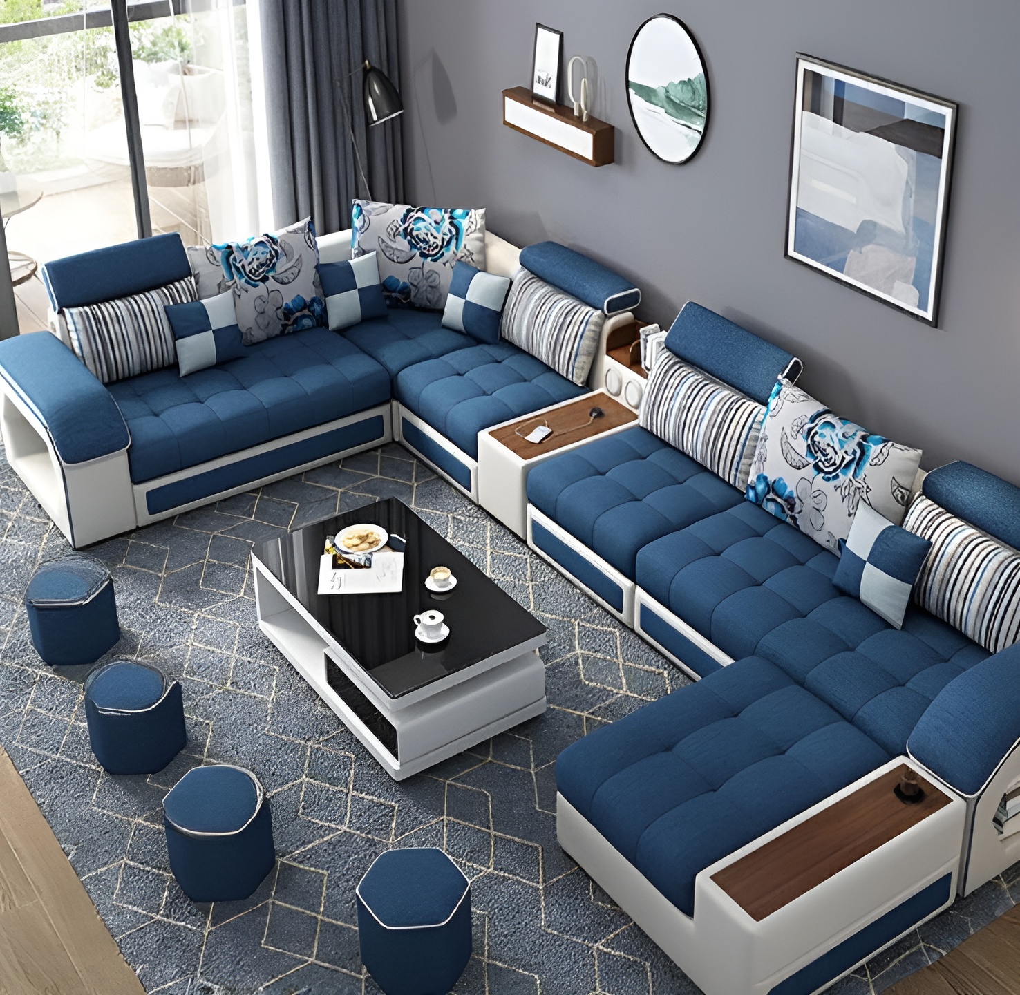 Ecksofa U-form Polster Modern Relax Sitz Luxus Möbel Wohnlandschaft Sofa Couch Sofort