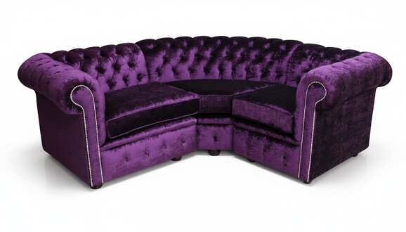 L Förmige Chesterfield Couch Polster Eck Samt Garnitur Stoff Sofa