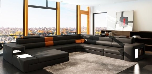 Ecksofa Sofa Couch Polster Garnitur Design Textil Leder Wohnlandschaft