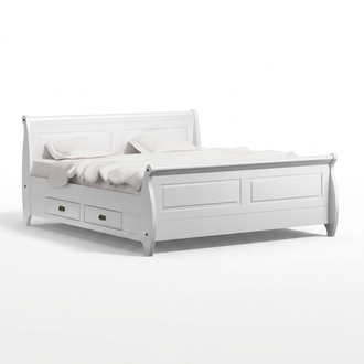 Landhaus Stil Luxus Bett Doppelbett Doppelbetten Weiß Betten Schlafzimmer