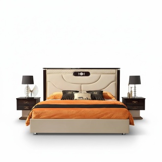 Leder Bett Polster Design Luxus Doppel Hotel Ehe Betten Holz Schlaf