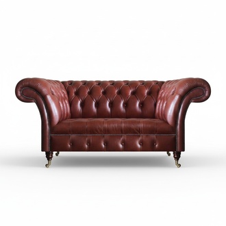 Leder Braun Polstermöbel Moderne Zweisitzer Sofa Couch Polstermöbel