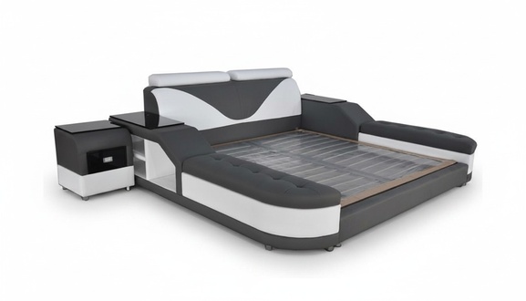 Leder Design Polster Betten + USB Doppel Modernes 140/160/180/200 Bett LB8817
