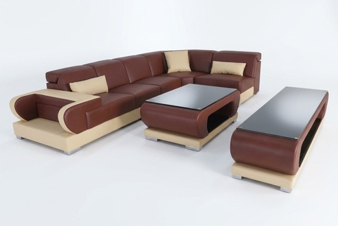 Leder Eck Sofa Couch Garnitur Sofas Couchen Polster Wohnlandschaft