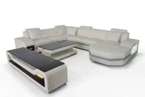 Leder Eck Sofa Polster Couchen Wohnlandschaft Luxus Garnitur Ecke Sofas Couch