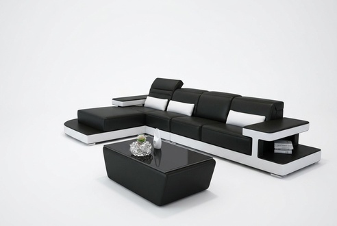 Leder Modern Couch Wohnlandschaft Deko Ledersofa Sofagarnitur Sofa L-Form