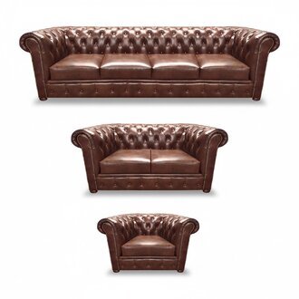 Leder Polstermöbel Wohnzimmer Set Einrichtung Braun Designer Möbel Chesterfield