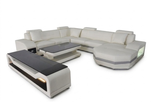 Leder Sofa Couch Polster Eck Sitz Garnitur Wohnlandschaft U Form Ecke couchen