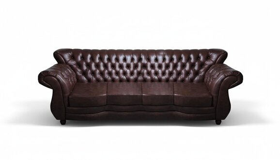 Leder Sofa Couch Viersitzer Braun Wohnzimmer Chesterfield Sitzmöbel