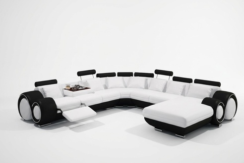 Leder Sofa Mit USB Couch XXL Wohnlandschaft Ledercouch Big Sofa Ecksofa