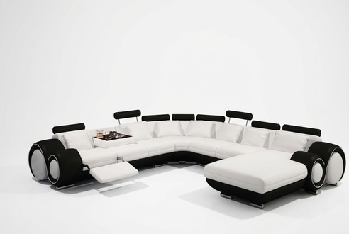 Leder Sofa Mit USB Couch XXL Wohnlandschaft Ledercouch Big Sofas Ecksofa