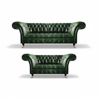 Leder Sofa Set Komplett Wohnzimmer Sofagarnitur Design Polstermöbel Chesterfield