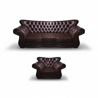 Leder Sofa Set Sitzmöbel Sofa Dreisitze Sofagarnitur Sessel Chesterfield