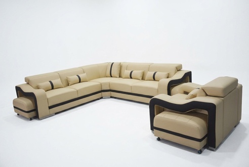 Ledercouch Eckgarnitur Sofa Tisch Ecke Sitzgarnitur Design Ledersofa Couch USB