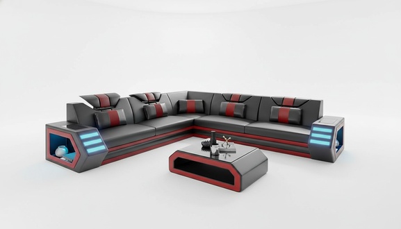 Lederpolster Design Wohnzimmer Ecksofa Eckcouch Couch Sofa L Form