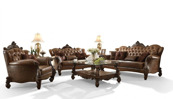 Ledersofa Barock Stil Rokoko Leder Couch Sofa Polster Sitz 3 Sitzer Dreisitzer
