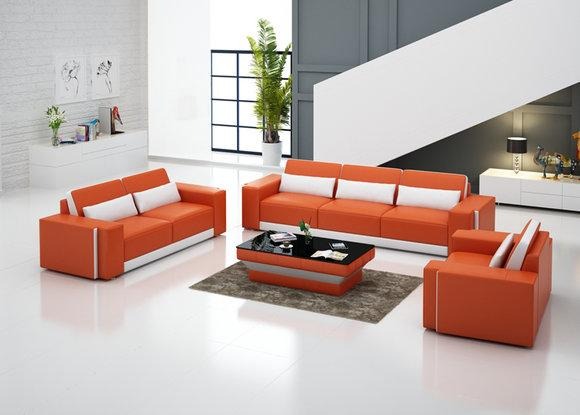 Ledersofa Couch Wohnlandschaft Sofagarnitur Sofa Garnitur Design Modern G 8019D