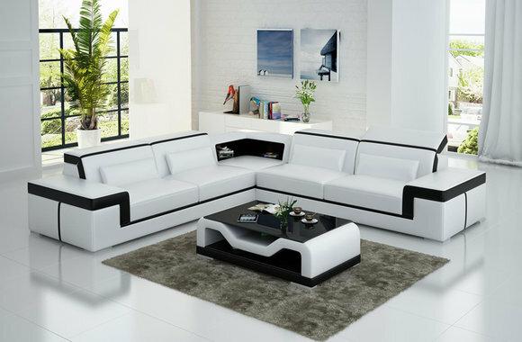 Ledersofa Couch Wohnlandschaft Ecksofa Sofa Eck Garnitur Design Modern