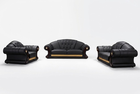 Ledersofa 3tlg. Set Garnitur Sofa Couchgruppe Garnituren Wohnzimmer