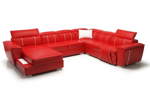 Ledersofa Couch Polster Designer Leder Sofas Sofa U-Form Couchen Wohnlandschaft