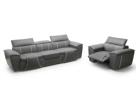 Ledersofa Couch Polster Designersofa Leder Sofa Sofagarnituren 3+1 G8048D Sofas