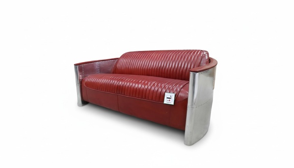 Ledersofa Couch Polster Sofa Aluminium Dreisitzer Vintage Luxus Möbel Sofas