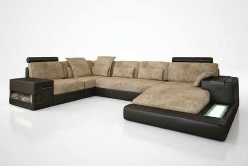 Ledersofa Couch Sofa Polster Wohnlandschaft U-Form Ecksofa Design Sofa Bellini