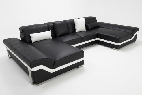Ledersofa Couch Wohnlandschaft Eck Garnitur Design Modern Sofa U-Form K5007C