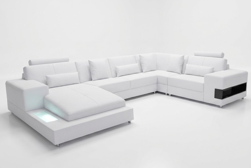 Ledersofa Couch Wohnlandschaft Eck Garnitur Design Modern Sofa