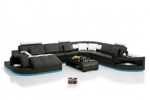 Ledersofa Modern Couch Wohnlandschaft Ecksofa Eck Dekor Garnitur Design