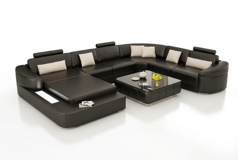 Ledersofa Couch Wohnlandschaft Ecksofa Eck Dekor Garnitur Modern Design
