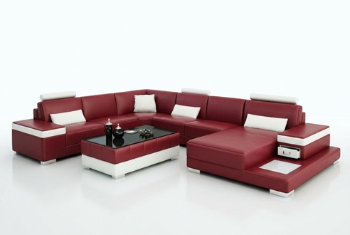 Ledersofa Couch Wohnlandschaft Ecksofa Eck Garnitur Design Modern Dekor Neu