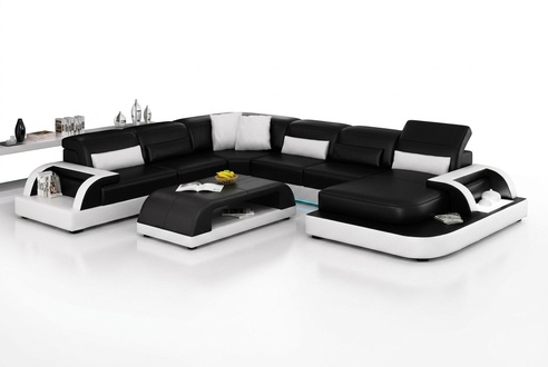 Ledersofa Couch Wohnlandschaft Ecksofa Eck Garnitur Design Modern Neu