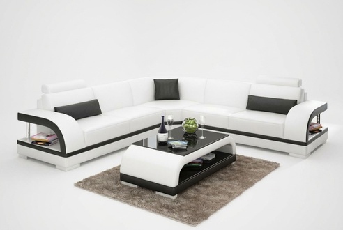 Ledersofa Couch Wohnlandschaft Ecksofa Sofa Eck Garnitur Modern Design