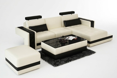 Ledersofa Couch Wohnlandschaft Ecksofa Eck Dekor Garnitur Design Modern