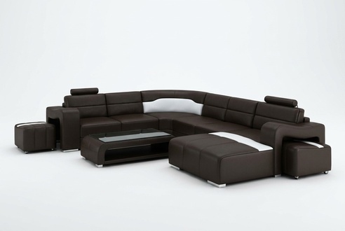 Ledersofa Couch Wohnlandschaft Ecksofa Eck Garnitur Design Modern Sofa F3008