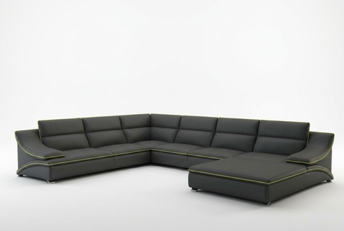 Ledersofa Couch Wohnlandschaft Ecksofa Eck Garnitur Design Modern Sofa mit USB