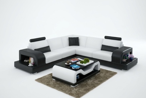 Ledersofa Couch Wohnlandschaft Ecksofa Eck Garnitur Modern Design Sofa