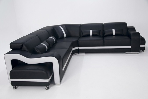 Ledersofa Couch Wohnlandschaft Garnitur Modern Design Ecke Sofa L-Form