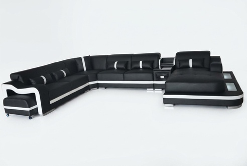 Leder Couch Polster Sitz Design Modern Eck Garnitur Sofa Wohnlandschaft U Form
