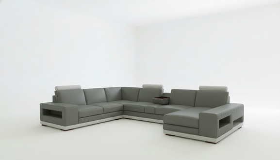 Ledersofa Couch Wohnlandschaft U-Form Design Modern Sofa 5154