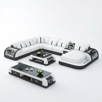 Ledersofa Design Eckgarnitur Ecksofa Luxus Wohnlandschaft led sofa couch Polster