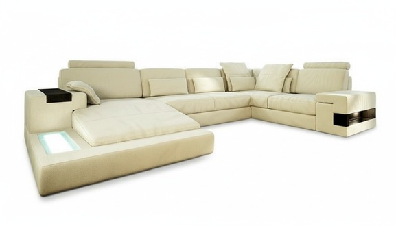 Ledersofa Designer Sofa U Form Wohnlandschaft Couch Polster Ecksofa Garnitur Neu