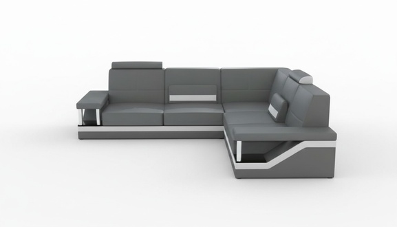 Ledersofa Eckcouch Sofa + USB Poster Eckgarnitur Sofas Stoff Leder Garnitur Neu