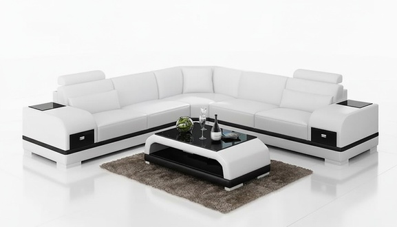 Ledersofa Ecksofa LForm Couchtisch Wohnlandschaft Modernes Sofa Couch Garnitur