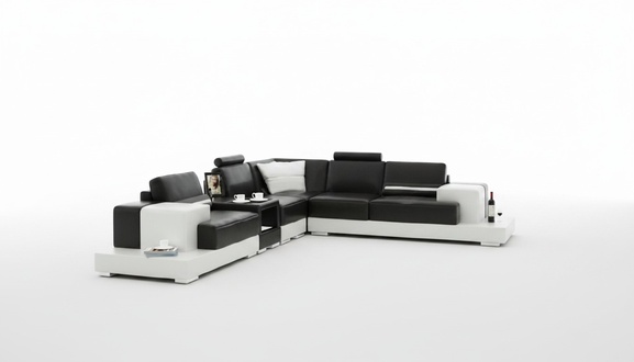 Ledersofa Ecksofa Sofa mit USB Design Sitz Polster Garnitur Wohnlandschaft 2725C
