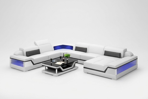 Ledersofa Ecksofa U-Form Modernes Sofa Wohnlandschaft Ledercouch